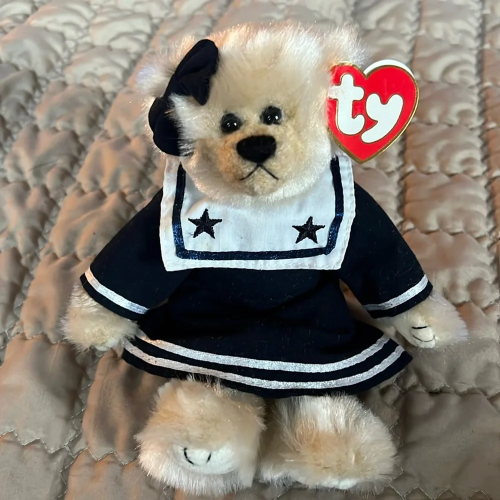Ty Beanie Baby Breezy The Bear Attic Treasures Stuffed Animal Plush sailor
